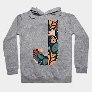 Whimsical Floral Letter J Hoodie